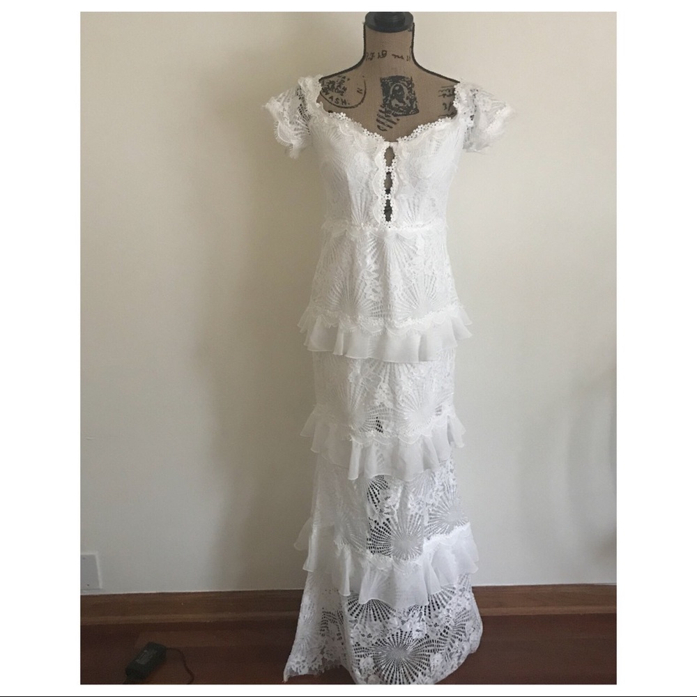FOXIEDOX OFF THE SHOULDER RUFFLE TIER MAXI GOWN - Picture 2 of 7